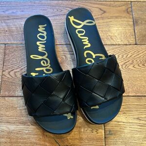 Sam Edelman Woven Slides, Sz 7 in Black & White, Like New, Great Condition